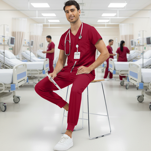 Conjuntos de Uniformes Médicos Unisex con Logotipo Personalizado 42304, Tela Twill con Mezcla de Spandex, para Uso en Hospitales, Enfermeras y Doctores, Parte Superior e Inferior con Bolsillos - Product Image 3