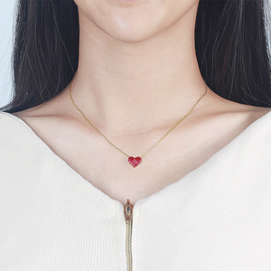 Collier doré 18k en forme de cœur rubis naturel, bijou à personnaliser, nouvelle collection - Product Image 6
