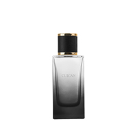 Vente en gros d'usine, flacon de parfum vide de 30 ml et 50 ml, flacon pulvérisateur en verre brun dégradé, flacon de parfum carré avec emballage en boîte