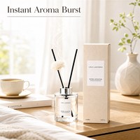 Ensemble diffuseur de parfum en verre dépoli 200 ml Rose poudré et Bleu brumeux, avec bouchon argenté et bâtonnets en fibre noire, Marque privée