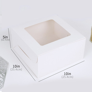 Caixas de Embalagem para Bolos de 6, <span class=keywords><strong>8</strong></span> e 10*10*5 Polegadas com Janela, Caixa Branca de Confeitaria com Bases para Bolos - Product Image 5