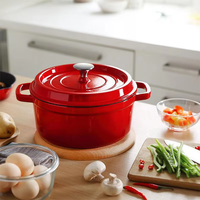 Casserole ronde en fonte émaillée avec deux poignées, diamètre 24 cm, logo personnalisé, haute qualité, compatible avec toutes les cuisinières