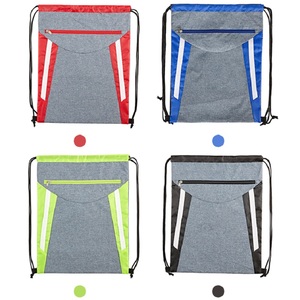 Wholesale Custom Logo Promotional Fashion <b>Drawstring</b> <b>Backpack</b> Bulk Front Zipper Pocket Cinch Gym Bag Water Resistant Sport - Product Image 3