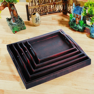 Chinese Style Rectangular <b>Tea</b> <b>Tray</b> Imitation Wood Plastic Serving <b>Tray</b> For Home <b>Tea</b> Coffee Use - Product Image 1