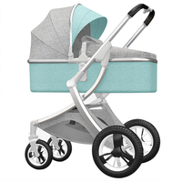 Poussette bébé 3-en-1 personnalisable, pliage à angle élevé, design confortable double face, 4 roues en métal, capacité de charge de 20 kg, intérieur/extérieur