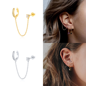 Pendientes de Plata de Ley S925 ROXI con Circonitas, Diseño Moderno con Borlas, Cadena Larga, Aro Asimétrico, Clip para la Oreja, para Regalo de Boda o Fiesta - Product Image 4