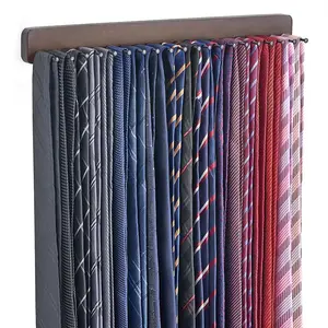 领带架壁挂式皮带衣架支架乡村木质领带收纳器男士衣柜最多可容纳20个领带皮带围巾