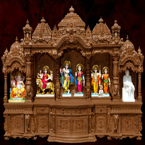 แท่นบูชาไม้สีขาวขนาดใหญ่ ISKCON สำหรับบ้านและห้องสวดมนต์ ออกแบบโดยนักออกแบบชาวอเมริกัน วัดไม้สักขนาดใหญ่สำหรับสหรัฐอเมริกา - Product Image 6