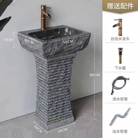 Lavabo sur pied moderne en granit poli avec finition imperméable pour la décoration des salles de bain à domicile et dans les hôtels