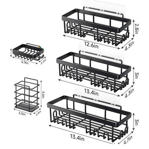 Lot de 6 étagères de salle de bain modernes adhésives antirouille, support de <span class=keywords><strong>douche</strong></span> mural de grande capacité, étagère de <span class=keywords><strong>rangement</strong></span> en métal <span class=keywords><strong>sans</strong></span> perçage - Product Image 6