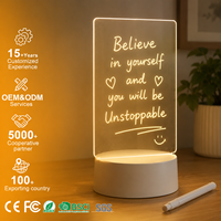 Lampe de nuit 3D créative à succès, lampe de bureau USB DIY avec tableau blanc pour messages, cadeau d'ambiance pour chambre à coucher