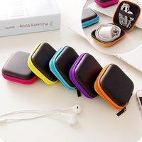 Étui portable pour câble de téléphone et écouteurs, petit format carré, pochette pour écouteurs, boîte de rangement en matériau PP, modèle BA0088