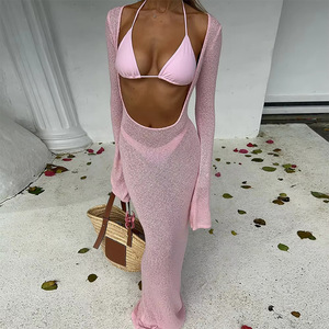 TW 2025 Nuevo Bikini <span class=keywords><strong>de</strong></span> Moda con Cuello Halter para <span class=keywords><strong>Mujer</strong></span> Blusa Sexy <span class=keywords><strong>de</strong></span> Malla <span class=keywords><strong>de</strong></span> <span class=keywords><strong>Manga</strong></span> <span class=keywords><strong>Larga</strong></span> y Falda <span class=keywords><strong>Larga</strong></span> Traje <span class=keywords><strong>de</strong></span> <span class=keywords><strong>Baño</strong></span> <span class=keywords><strong>de</strong></span> Tres Piezas - Product Image 5