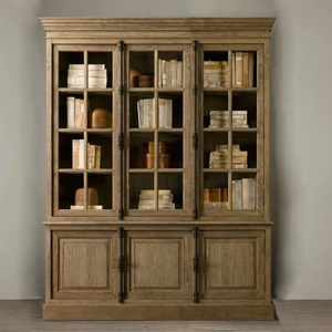 Librería Antigua de Roble RHGrand con Pestillos Cremone, Vitrina de 8 Puertas de Cristal para Biblioteca, Mueble de Oficina en Casa de Madera Vintage de Lujo - Product Image 2