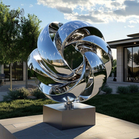 Décoration de pelouse d'hôtel BLVE, sculpture moderne abstraite en métal torsadé poli miroir, grande statue en acier inoxydable