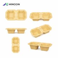 Support de tasses à café en pulpe de bambou biodégradable et résistant à la compression, moulé, pour 2/4 tasses, vente en gros