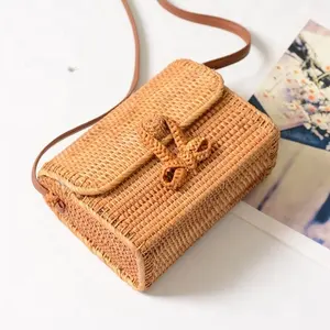 Summer beach designer purse ladies rattan bags bali woven single shoulder handbag