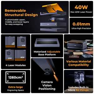 Máquina cortadora de grabado láser <span class=keywords><strong>Ortur</strong></span> H20, cortadora láser de <span class=keywords><strong>40W</strong></span> para madera, metal, acrílico, grabador láser profesional DIY - Product Image 3