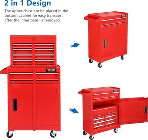 TUFFIOM Outil à roulettes à 5 tiroirs Coffre Roues verrouillables Étagère supérieure réglable détachable pour outil de réparation d'entrepôt d'atelier de <span class=keywords><strong>garage</strong></span> - Product Image 5
