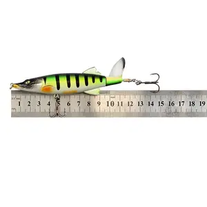 130mm/16g Topwater Popper Lures Hard Bait Swimbait Crankbait Whopper With Rotating Tail Plastic Fishing Lure