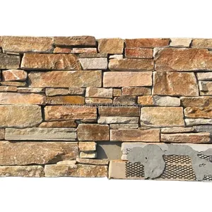 Exterior Wall Z panel yellow quartzite wall cladding stone wall for outdoor and indoor decoration