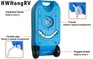 HWHongRV-caravana de 40 litros, tanque de agua pura para coche, remolque, rollo de agua residual, color azul y gris