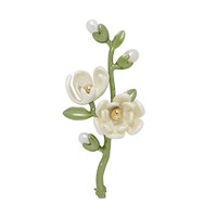 Bros Bunga Magnolia Alba Hijau Enamel Vintage untuk Wanita, Bros untuk Pernikahan, Perjamuan, Kantor, Pin Bros, Hadiah, Ornamen Pakaian