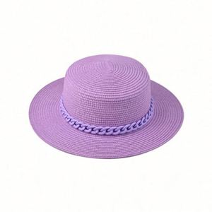 Outdoor Sun <b>Hat</b> Colorful Chain Large Brim <b>Flat</b> Cap Casual Fashion Hundred Straw <b>Hat</b> - Product Image 3