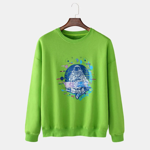 Sweat-shirt à col rond en coton French Terry de haute qualité pour homme, couleur verte, style automne, imprimé personnalisé - Product Image 1