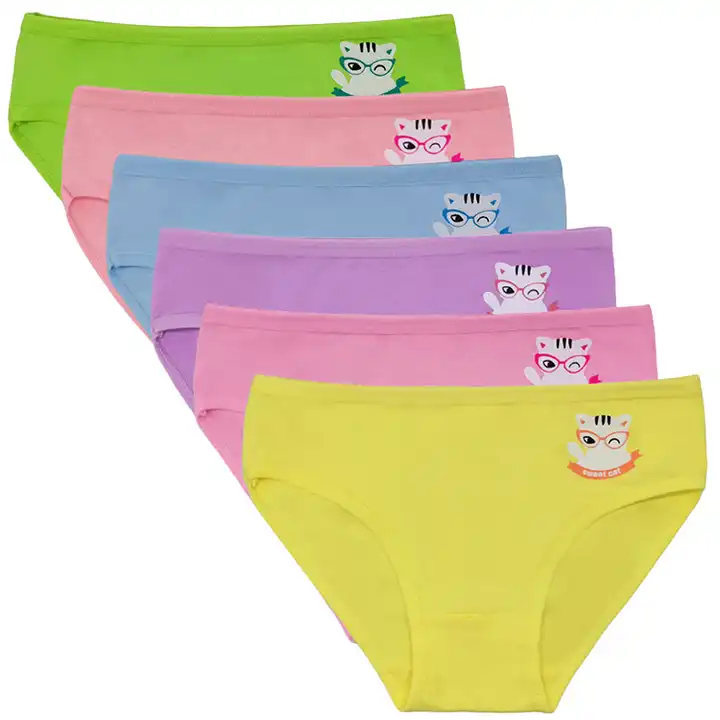 6 Pc Girls Panties 100% Cotton Underwear Cute Children Panty