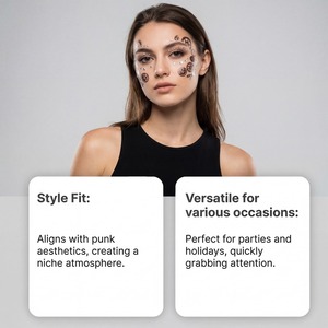 <span class=keywords><strong>Punk</strong></span> Style gezichtstatoeage-stickerset - Unieke sfeer voor feestmake-up met diverse opvallende effecten, licht en flexibel - Product Image 3