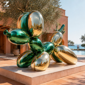 Sculpture de chien <span class=keywords><strong>ballon</strong></span> en acier inoxydable bleu, artisanat métallique grandeur nature, poli miroir personnalisé, style Pop Art pour centre commercial, hôtel, hall de centre commercial - Product Image 4