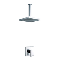 Ensemble de douche thermostatique mural en laiton noir, personnalisé, avec mitigeur en céramique dissimulé pour salle de bain