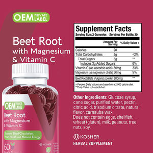 Ingrosso integratori antiossidanti Pre-lavoro gommosi di barbabietola integratore vegetale integratori a base di erbe per la nutrizione radice di barbabietola Gummies - Product Image 3