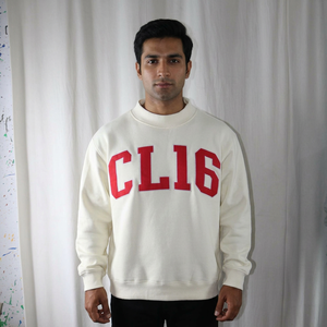 CL 16 for Hooded Sweatshirt 100% Cotton <b>RED</b> Applique Embroidery Winter Digital Printing Oversized CLUSH SPORTS - Product Image 1