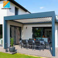 Pergola de jardin de luxe en aluminium à lames orientables motorisées, toit rétractable, sur mesure pour terrasse arrière-cour