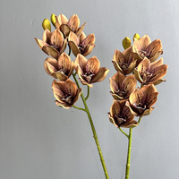 Bouquet de Cymbidium pour la décoration de bureau et de jardin, fleurs artificielles synthétiques personnalisables, décoration de la maison, plantes artificielles