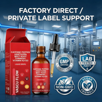 Complément alimentaire certifié GMP Vascu Flow Liquid Drops 60 ml, extrait de piment de Cayenne, hawthorne, curcuma, pour une circulation saine