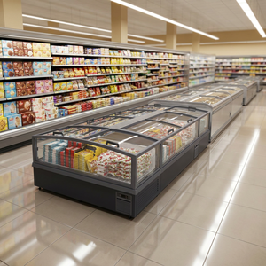 Congelador Comercial Tipo Isla con Puerta Corredera de Vidrio Curvo para Exhibición de Helados y Alimentos Congelados en <span class=keywords><strong>Supermercados</strong></span> - Product Image 3
