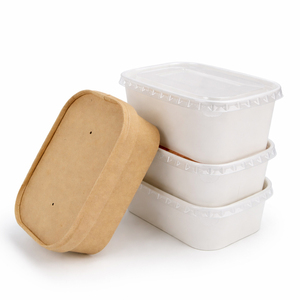 Disposable Biodegradable Food-grade Kraft Paper Lunch Boxes With Lids <b>Takeaway</b> Packaging <b>Containers</b> - Product Image 1