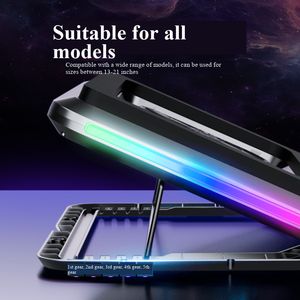 Supporto di Raffreddamento per Laptop in ABS Silenzioso con Doppio Turbo e Pressione dell'Aria, Altezza Regolabile, Luce Colorata, Adatto per Laptop da 15-21 Pollici - Product Image 5