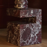 Table console moderne en pierre naturelle Rosa Levanto, fabriquée à la main, pour appartements et salons, meubles de salon