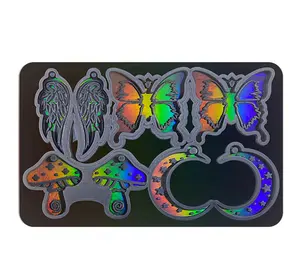 DIY Laser Holografik Kupu-kupu Sayap Bulan Anting Silikon Cetakan Kupu-kupu Anting untuk Wanita Epoxy Perhiasan Kerajinan
