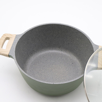 Ustensiles de cuisine de maison Casserole verte en aluminium moulé sous pression et granit avec fond à induction