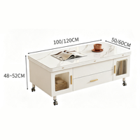 Table basse moderne convertible multifonctionnelle avec plateau relevable 2-en-1, table à manger réglable, table à thé pliable mobile pour salon