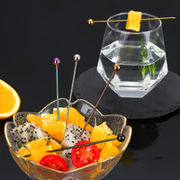 Outils de bar en métal personnalisés décoratifs boisson alimentaire or argent cure-dents de fruits acier inoxydable 304 bâtonnets de garniture pics à cocktail