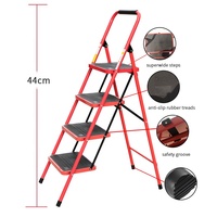 Escabeau pliant à 4 marches, robuste, capacité de 330 lb, acier léger industriel avec large pédale antidérapante