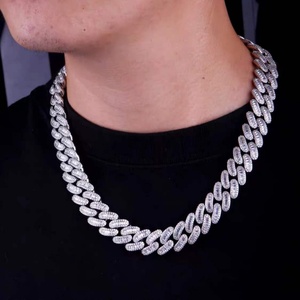 สร้อยคิวบาลไมอามี่แบบกำหนดเองขนาด 19 มม. เงินแท้ S925 ประดับเพชรโมอิสซาไนต์ทรงบาแก็ตต์ สำหรับเครื่องประดับผู้ชาย สไตล์ฮิปฮอป สร้อยคอและสร้อยข้อมือ - Product Image 5