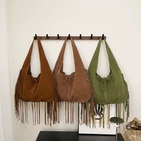 2025 nouvelle grande capacité gland sac à bandoulière en cuir suédé sacs fourre-tout avec franges Vintage femmes sacs à main