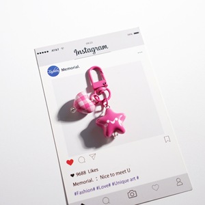 Portachiavi con ciondolo a cuore Y2K, giallo e rosa, simpatico pentagramma, <span class=keywords><strong>stella</strong></span> bombata, per donne e ragazze, gioielli, regalo, accessori - Product Image 5